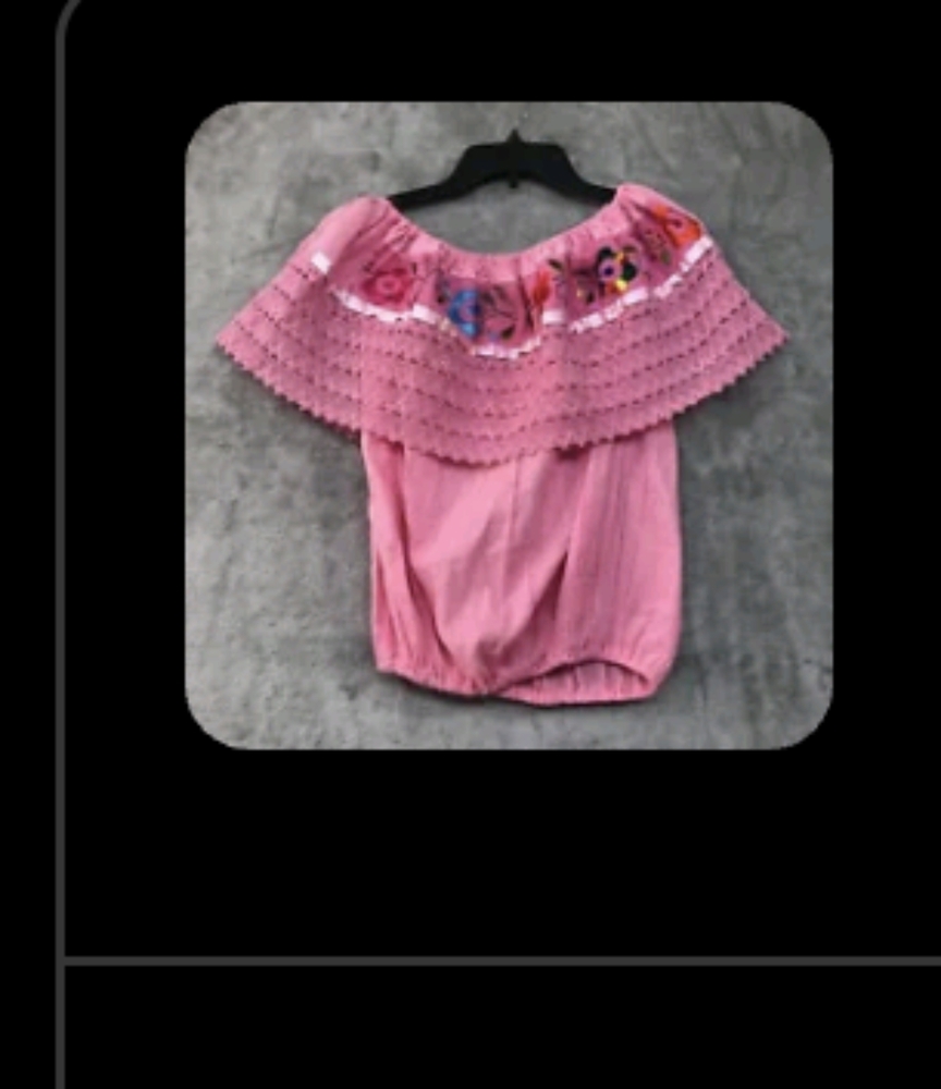 NWOT More pics tomorrow Lovely Off the Shoulder Pink Embroidered Blouse Size L